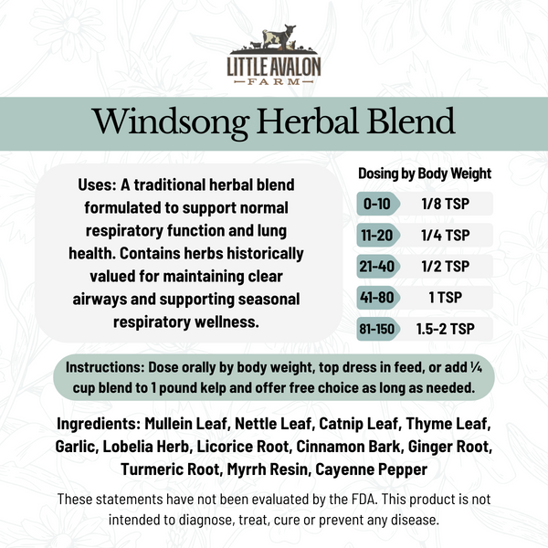 Windsong Herbal Powder Blend for Respiratory Wellness in Animals 4 oz