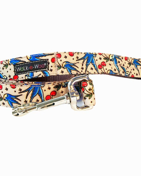 Walk-e-Woo Dog Collar: Bluebird And Cherry