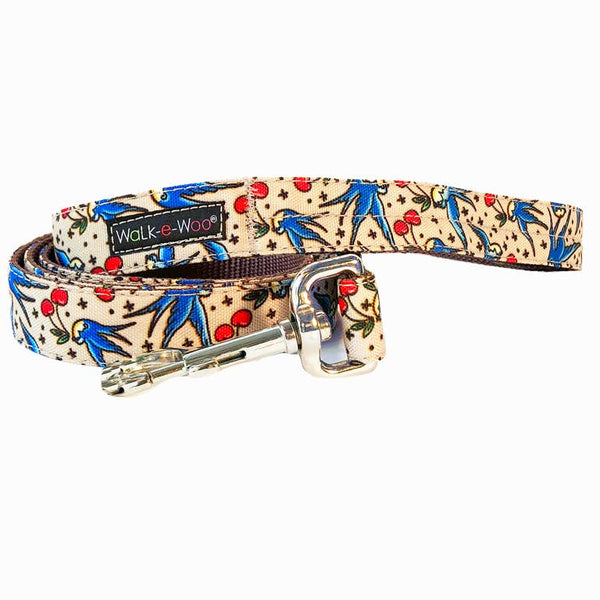 Walk-e-Woo Dog Collar: Bluebird And Cherry