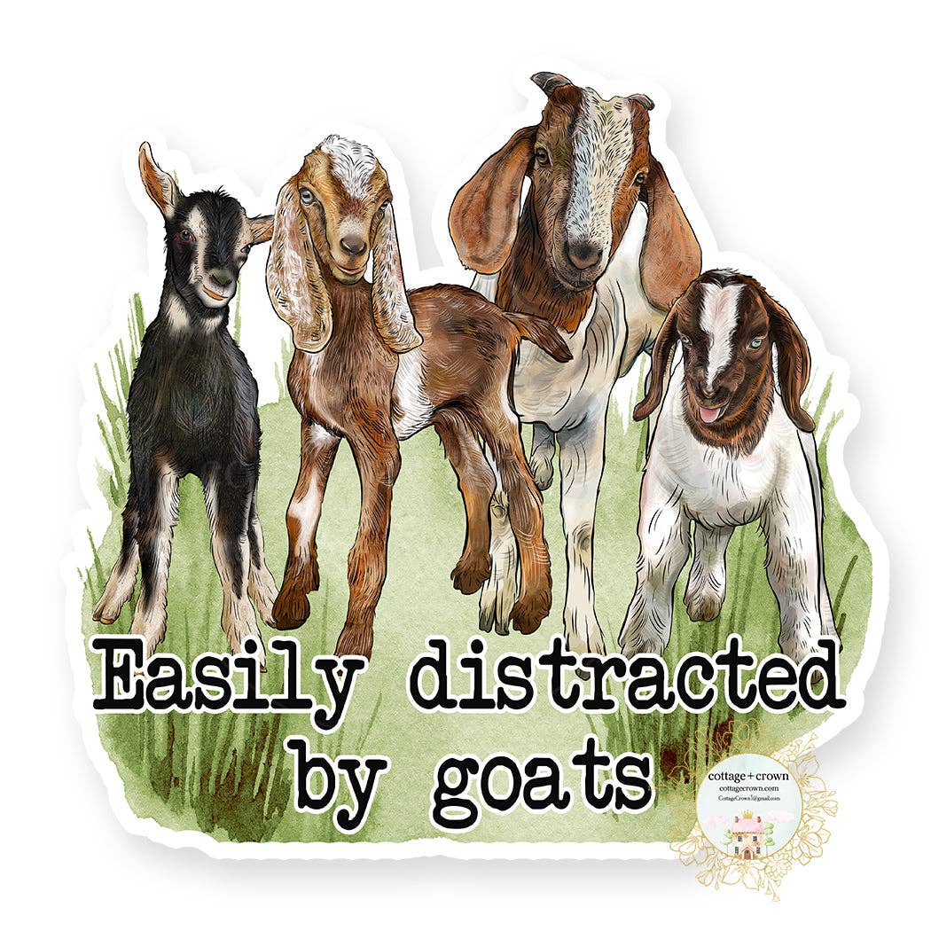 Goat Easily Distracted By Goats Farm Animal Vinyl Sticker