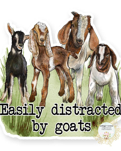 Goat Easily Distracted By Goats Farm Animal Vinyl Sticker