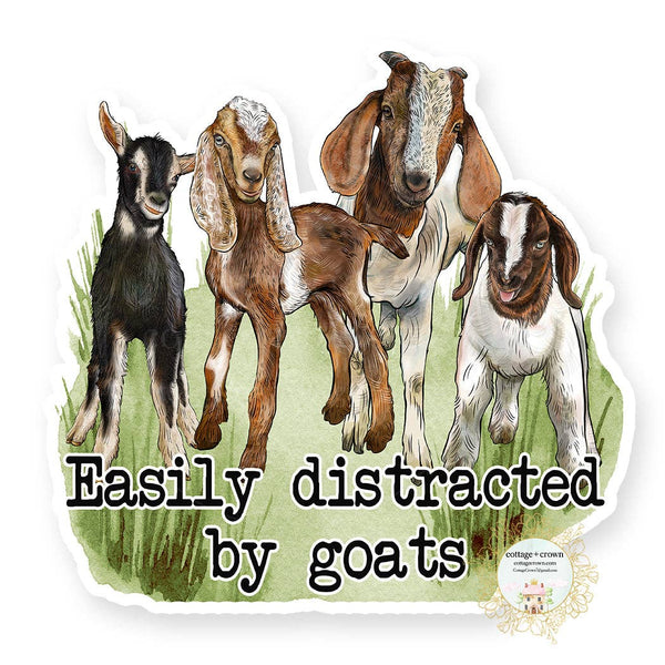 Goat Easily Distracted By Goats Farm Animal Vinyl Sticker