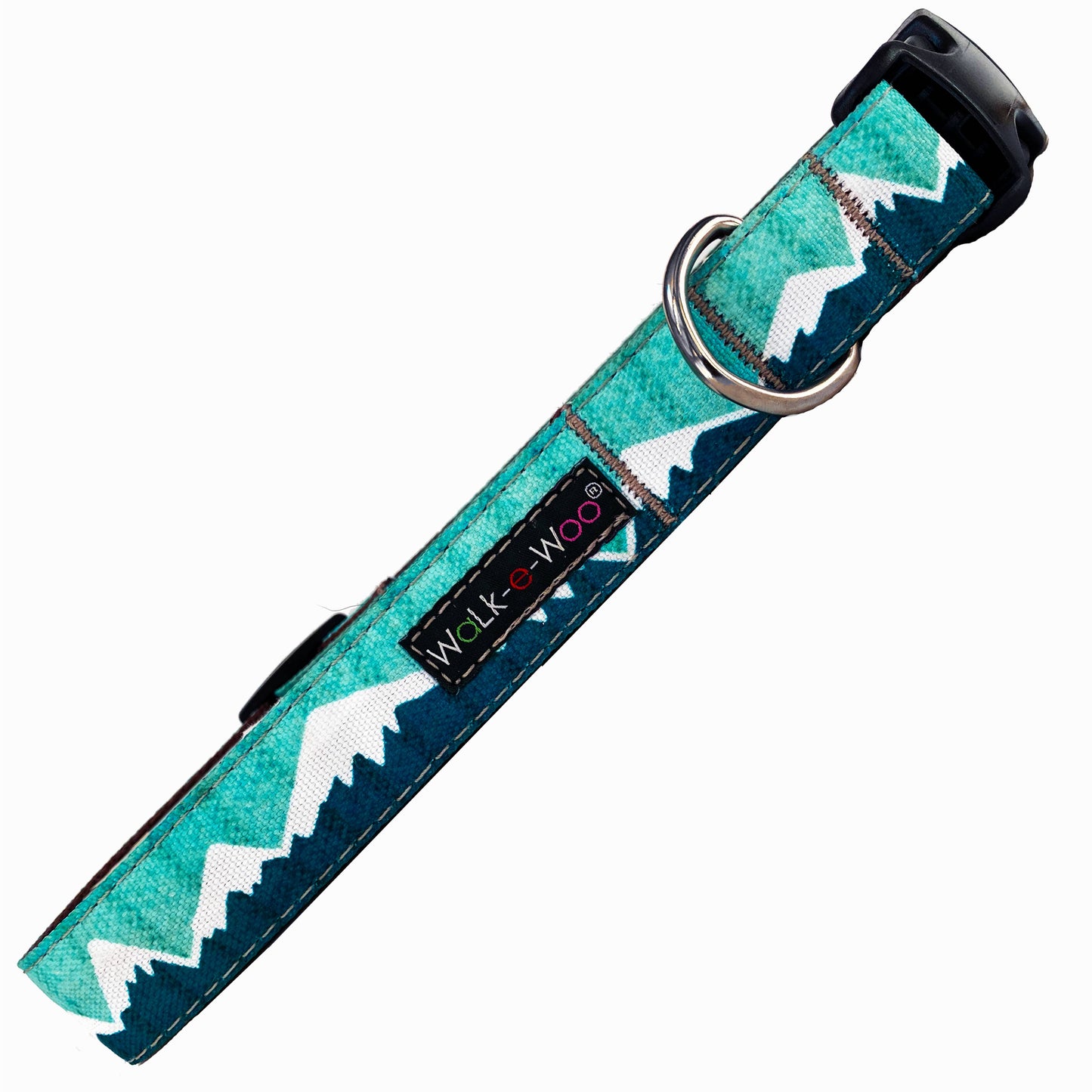 Walk-e-Woo Small Dog Collar: Snowcap Mountains Wintergreen