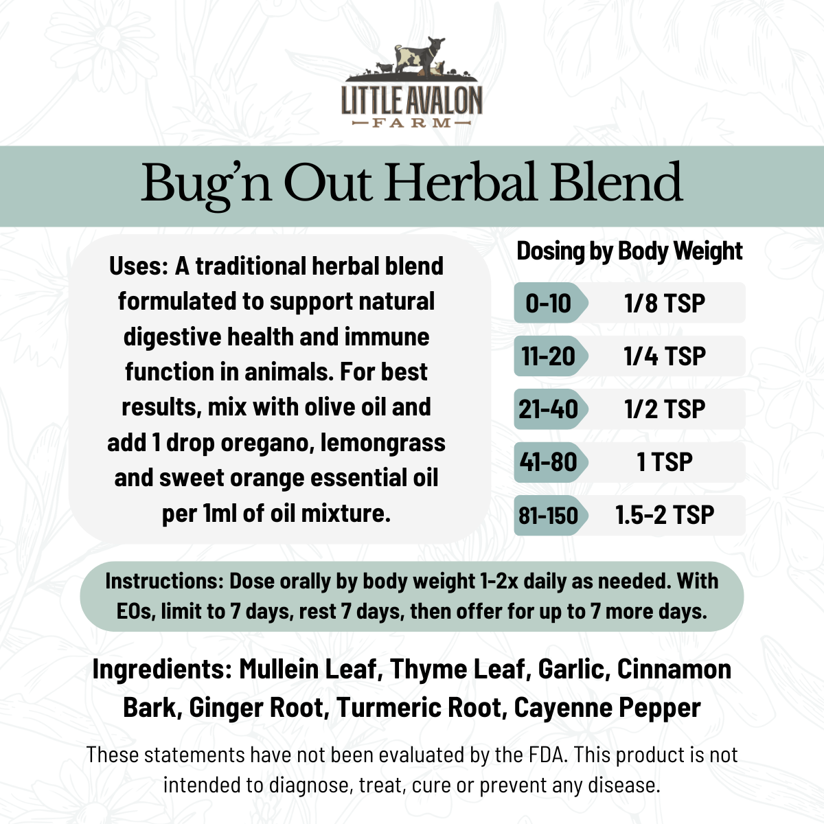 Bug’n Out Herbal Powder Blend for Animal Wellness Support 4oz