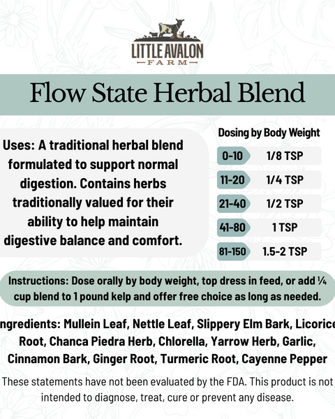 Flow State Herbal Powder Blend for Digestive Wellness in Animals 4 oz