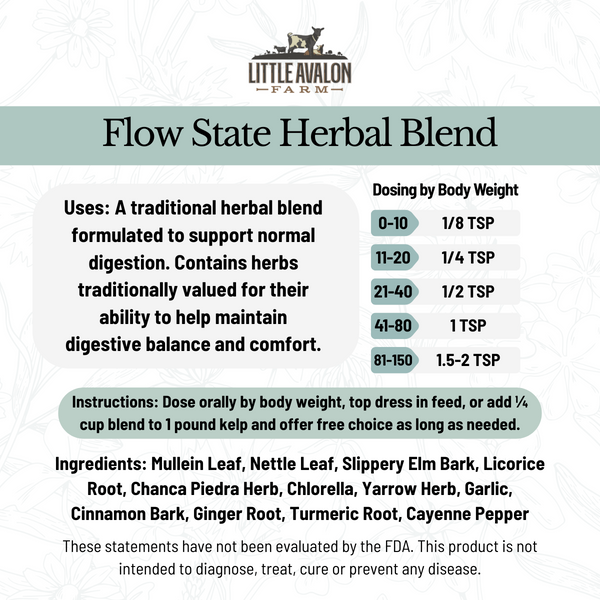 Flow State Herbal Powder Blend for Digestive Wellness in Animals 4 oz