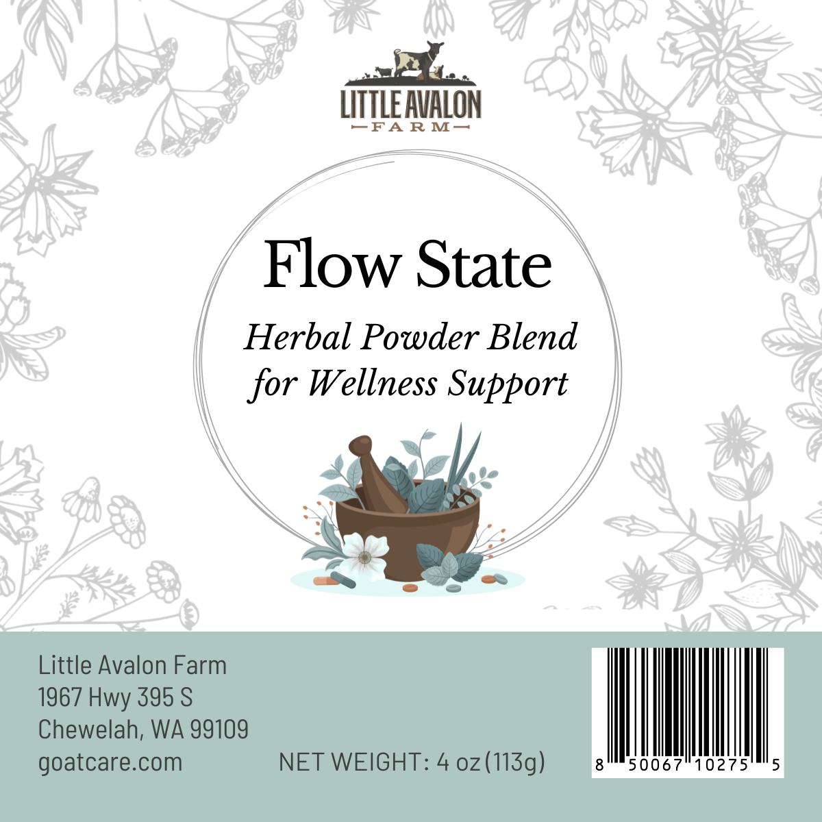 Flow State Herbal Powder Blend for Digestive Wellness in Animals 4 oz