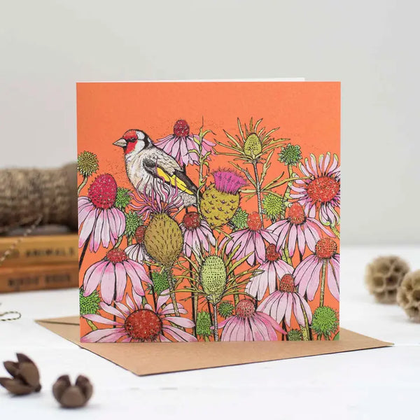 Goldfinch and Coneflowers Greeting Card