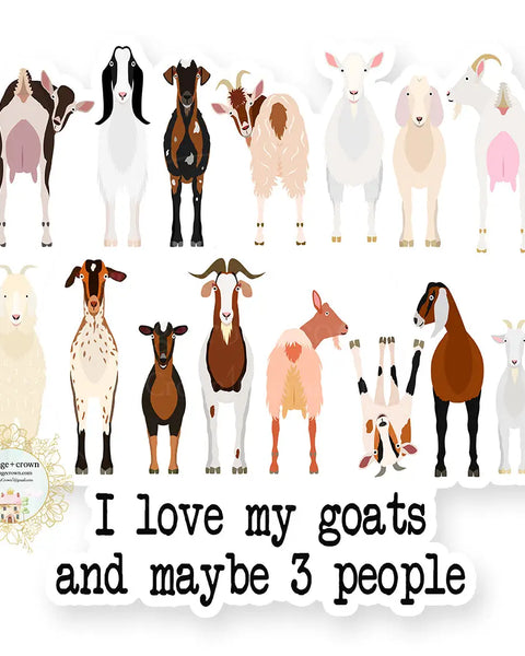 I Love My Goats and Maybe 3 People Vinyl Decal Sticker