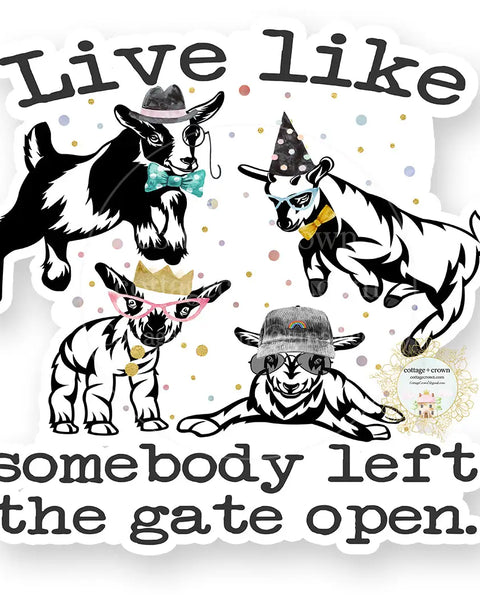 Live Like Somebody Left the Gate Open Vinyl Decal Sticker