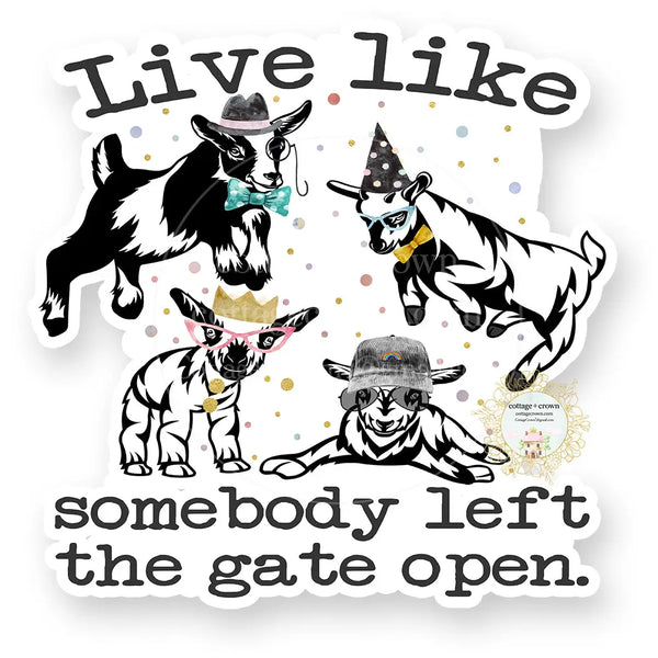 Live Like Somebody Left the Gate Open Vinyl Decal Sticker