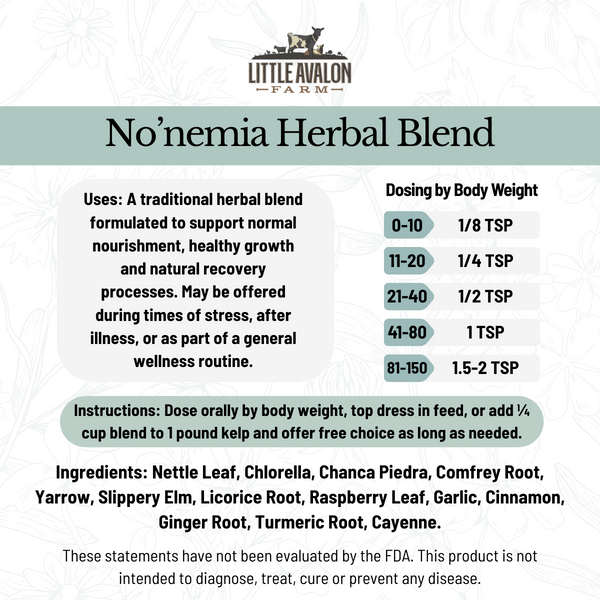 No'nemia Herbal Powder Blend for Animal Vitality Support 4 oz