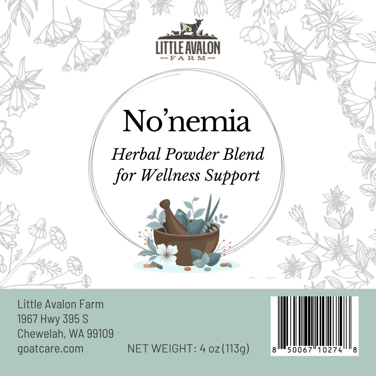 No'nemia Herbal Powder Blend for Animal Vitality Support 4 oz