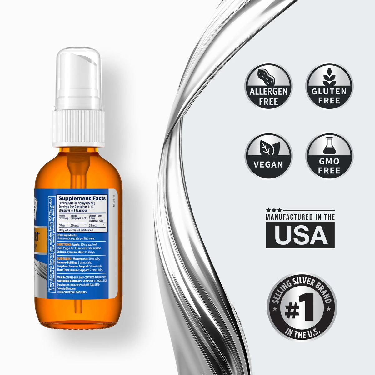 Sovereign Silver Immune Support Fine Mist Spray 2 Oz.