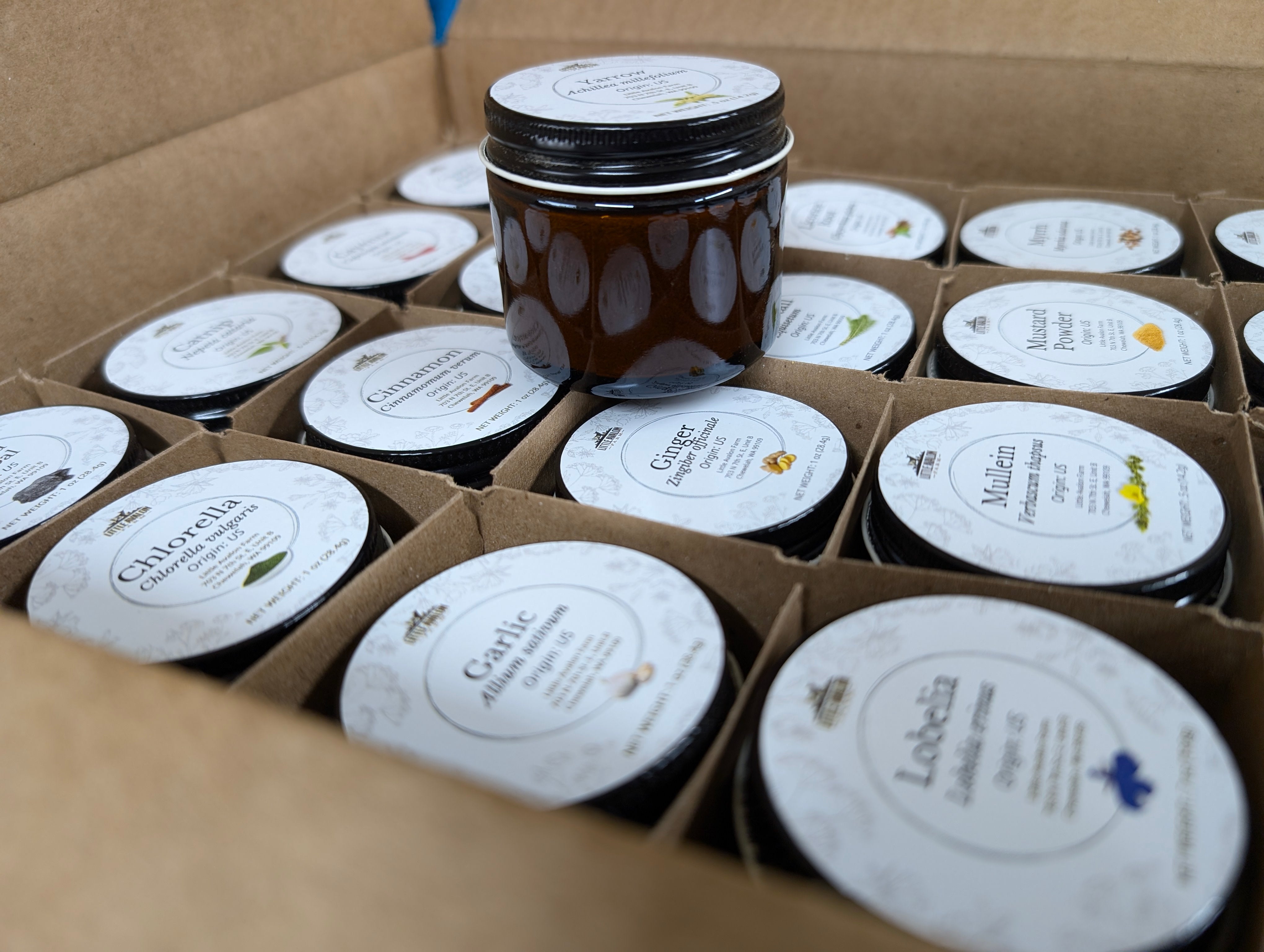 24-Herb Goat Care Starter Kit by Little Avalon Farm in Amber Glass