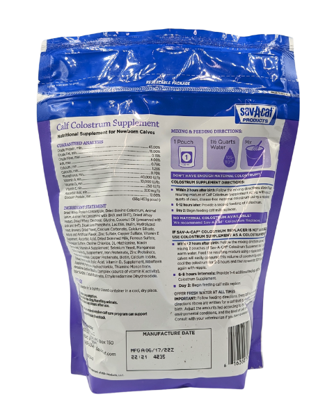 Sav-A-Caf Calf Colostrum Supplement 16 Ounce Bag