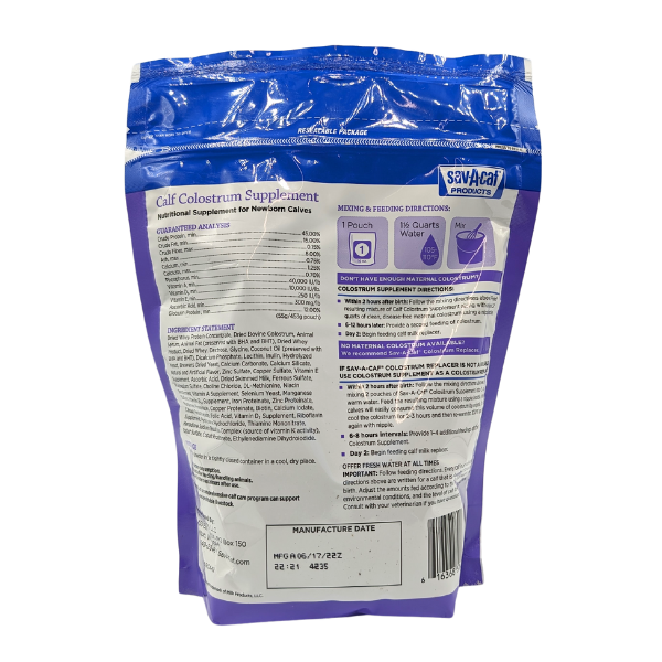 Sav-A-Caf Calf Colostrum Supplement 16 Ounce Bag