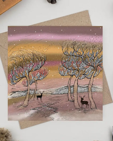 Stags By the River Greeting Card