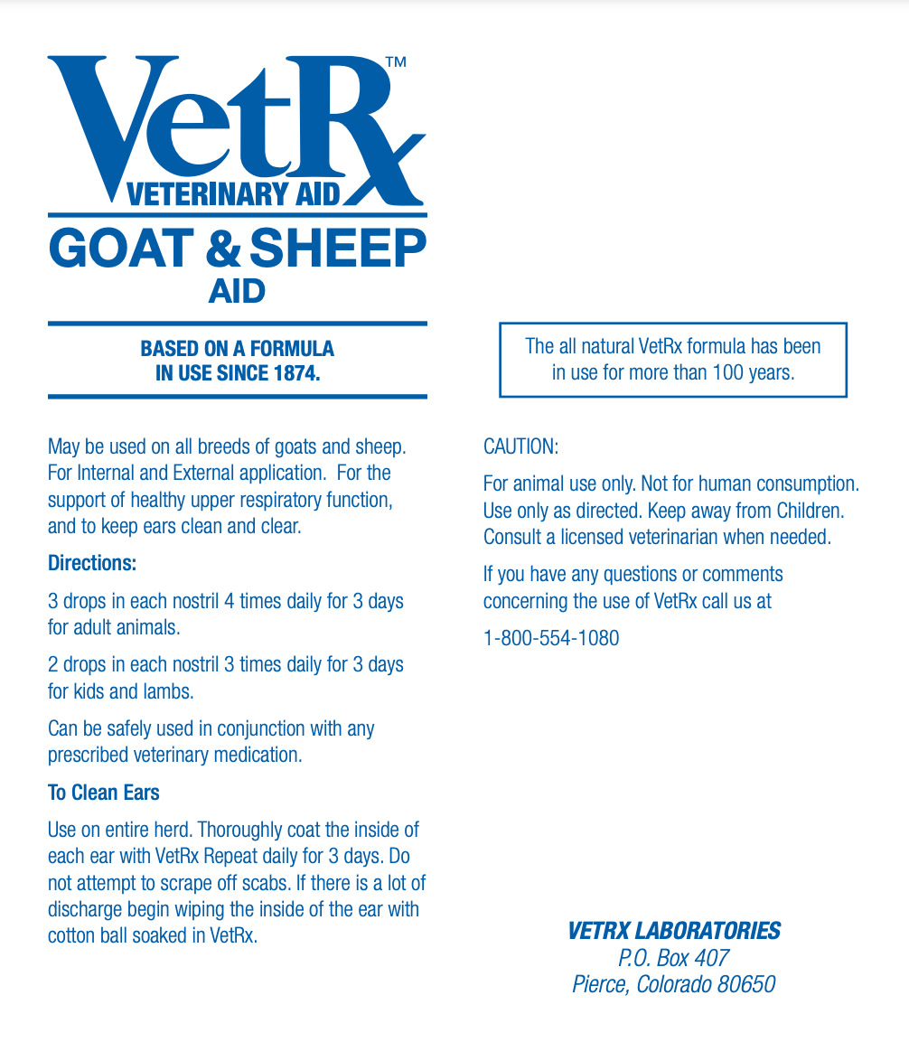 VetRx Respiratory and Ear Support Formula for Goats and Sheep