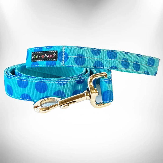 Walk-e-Woo Dog Collar: Turquoise and Blue Dot