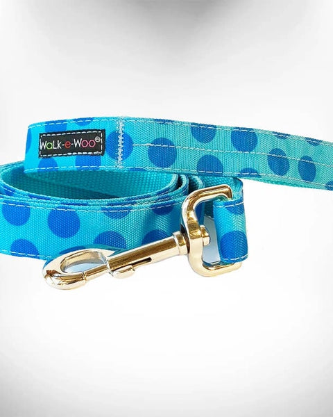 Walk-e-Woo Dog Collar: Turquoise and Blue Dot