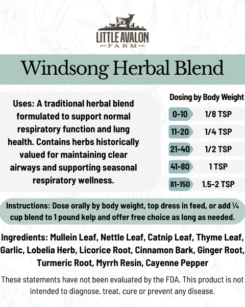 Windsong Herbal Powder Blend for Respiratory Wellness in Animals 4 oz