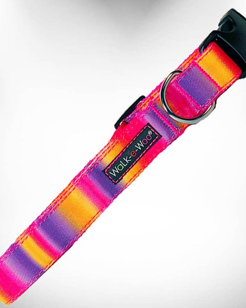 Walk-e-Woo Dog Collar: Pink and Purple Tie Dye