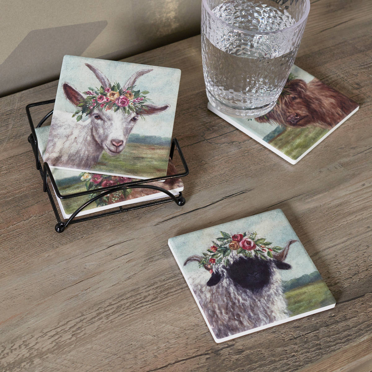 Floral Animal Coaster Set