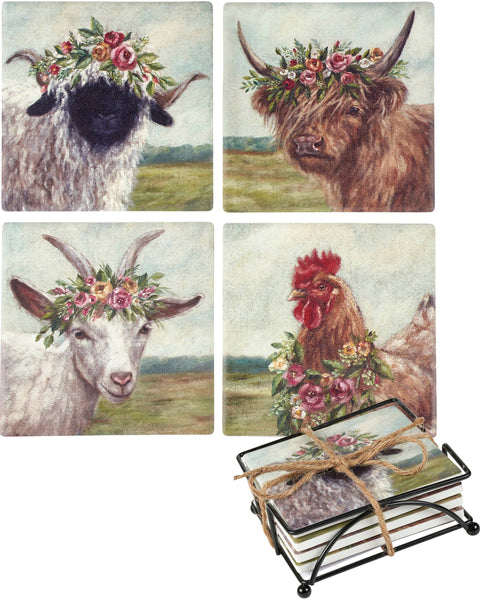 Floral Animal Coaster Set