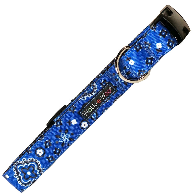 Walk-e-Woo Small Dog Collar: Blue Bandana