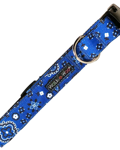 Walk-e-Woo Small Dog Collar: Blue Bandana