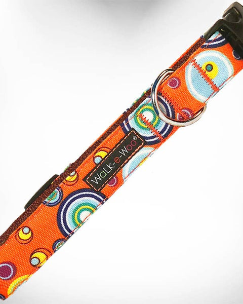 Walk-e-Woo Dog Collar: Orange Martini