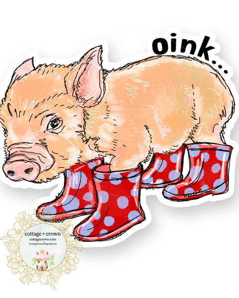 Pig in Boots Oink Farm Animal Farmhouse Vinyl Decal Sticker