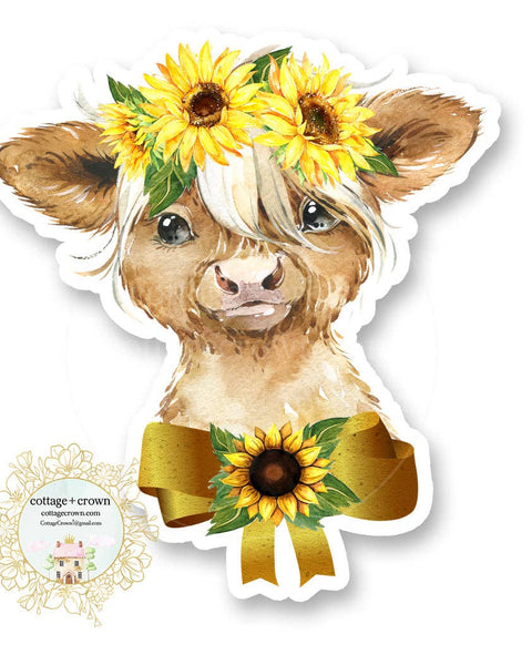 Cow - Sunflowers Farm Animal Farmhouse Vinyl Decal Sticker